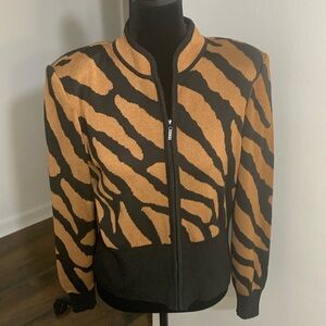 Vintage Eric, Steven animal print sweater front zip